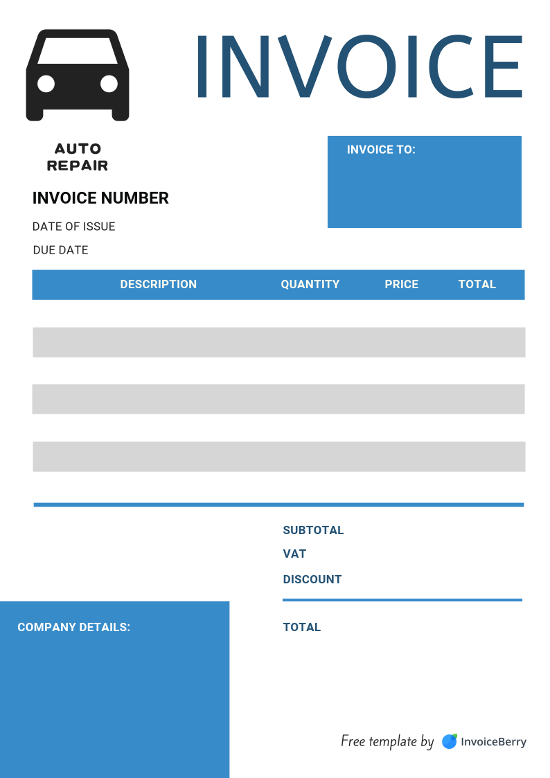 Free Auto Repair Invoice Templates - Edit & Download | Invoiceberry throughout Free Printable Auto Repair Invoice Template