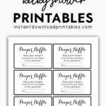 Free Baby Shower Black And White Printables   Instant Download Intended For Diaper Raffle Template Free Printable