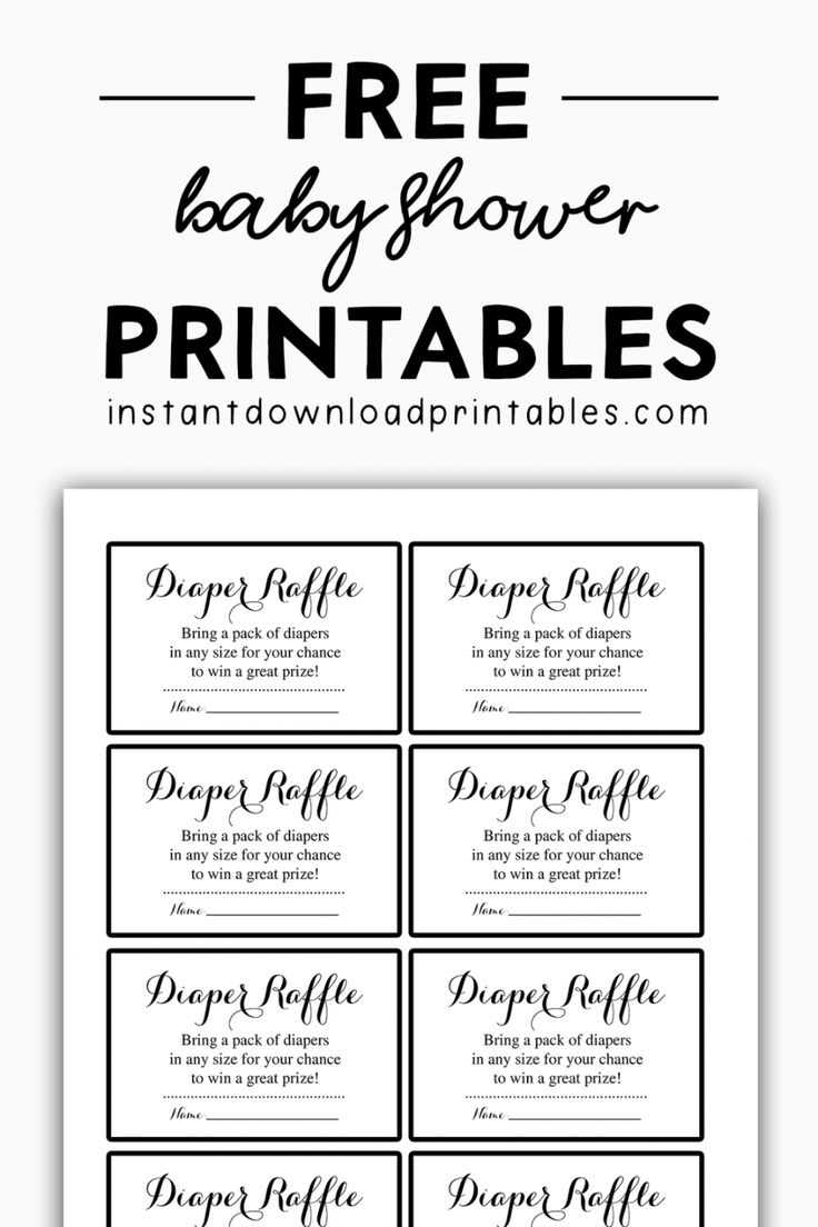 Free Baby Shower Black And White Printables - Instant Download intended for Diaper Raffle Template Free Printable