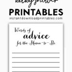 Free Baby Shower Black And White Printables   Instant Download Pertaining To Free Printable Baby Advice Cards