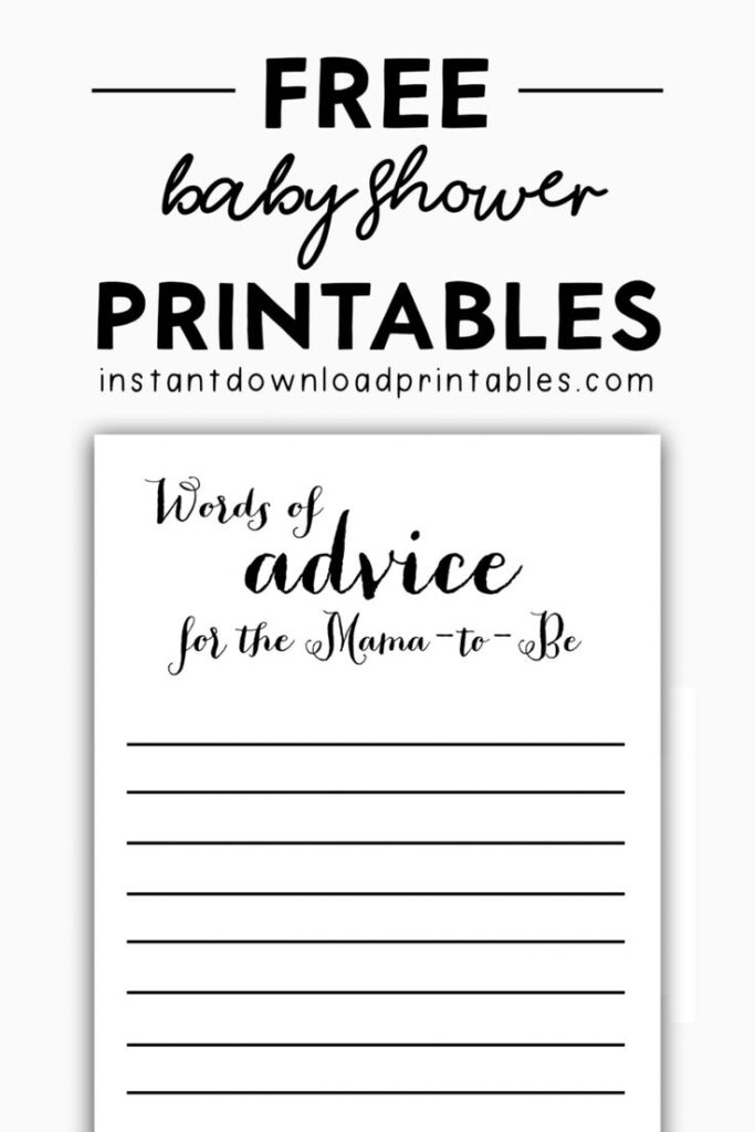 Free Baby Shower Black And White Printables Instant Download Pertaining To Free Printable Baby Advice Cards Free Baby Shower Black And White Printables Instant Download Pertaining To Free Printable Baby Advice Cards