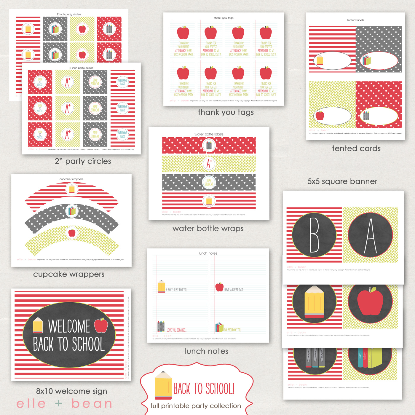 Free Back To School Party Printables From Ellen + Bean | Catch My with Free Printable Party Circles