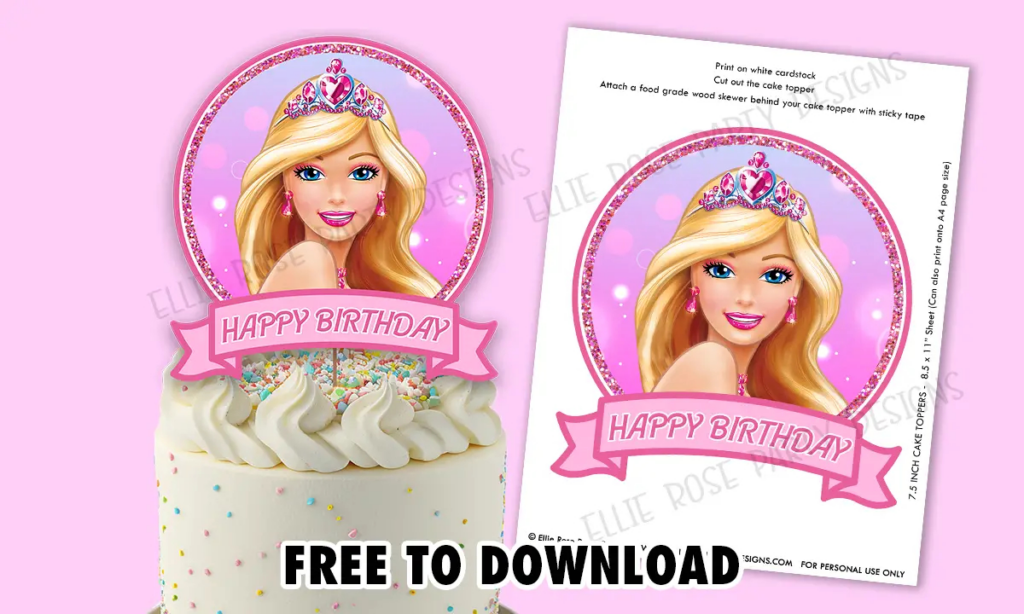 Free Barbie Cake Topper Printables! | Ellierosepartydesigns With Free Printable Barbie Cupcake Toppers Free Barbie Cake Topper Printables! | Ellierosepartydesigns With Free Printable Barbie Cupcake Toppers