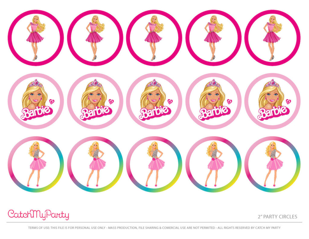 Free Barbie "Let&<h2>039;S Go Party" Printables! | Catch My Party Within Free Printable Barbie Cupcake Toppers Free Barbie "Let&<h2>039;S Go Party" Printables! | Catch My Party Within Free Printable Barbie Cupcake Toppers