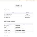 Free Bid Sheet Templates, Editable And Printable Throughout Free Printable Contractor Bid Forms