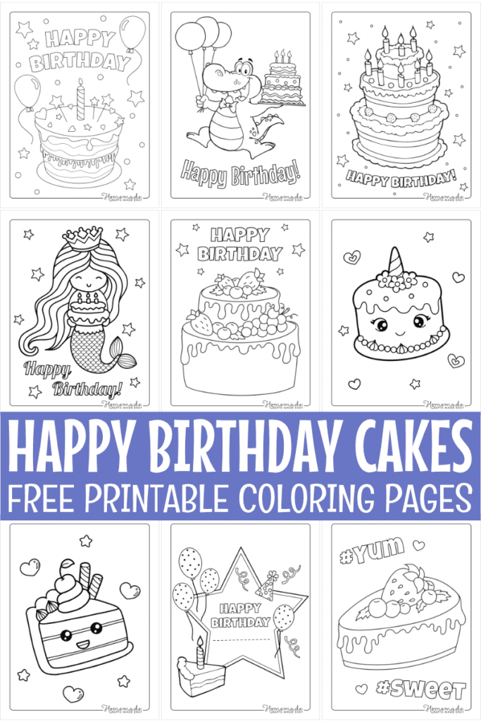 Free Birthday Cake Coloring Pages For Kids & Adults With Free Printable Pictures Of Birthday Cakes