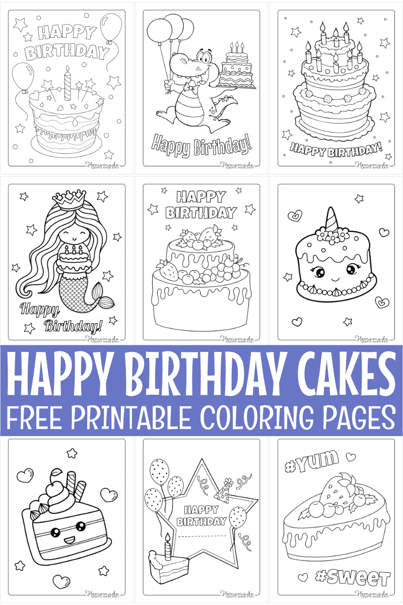 Free Birthday Cake Coloring Pages For Kids &amp;amp; Adults with Free Printable Pictures Of Birthday Cakes