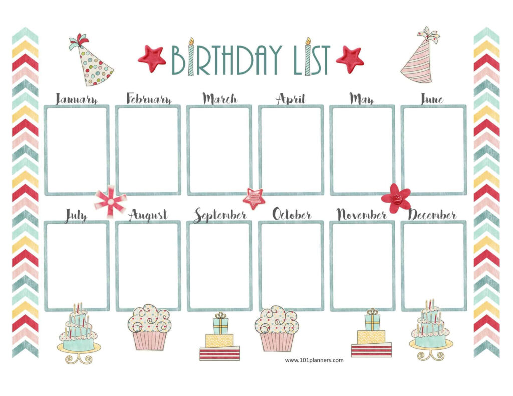 Free Birthday Calendar Template | Printable & Customizable Within Free Printable Birthday Graph Free Birthday Calendar Template | Printable & Customizable Within Free Printable Birthday Graph