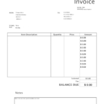 Free Blank Invoice Templates (30)   Pdf – Eforms For Free Printable Work Invoices