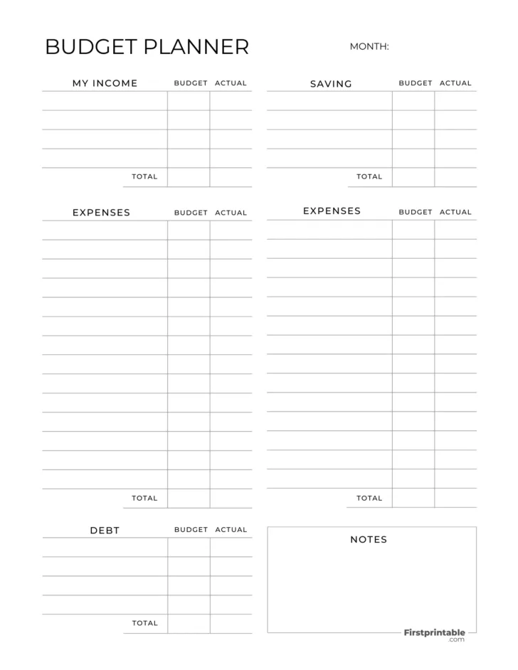 Free Printable Monthly Budget Worksheets
