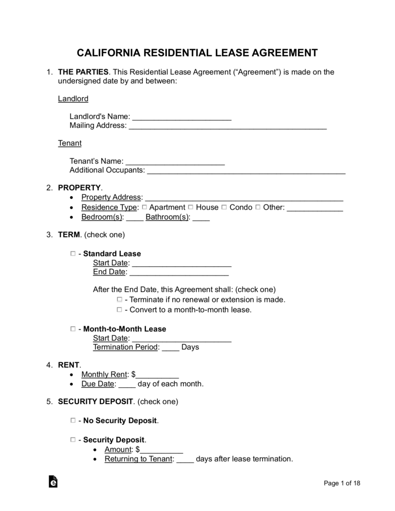 Free California Lease Agreement Templates (6) Pdf | Word – Eforms In Free Printable California Residential Lease Agreement Free California Lease Agreement Templates (6) Pdf | Word – Eforms In Free Printable California Residential Lease Agreement