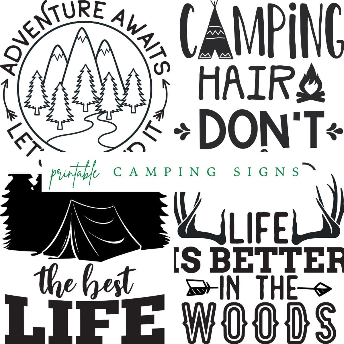 Free Camping Signs Printable Set Of 4 with Free Printable Camping Signs