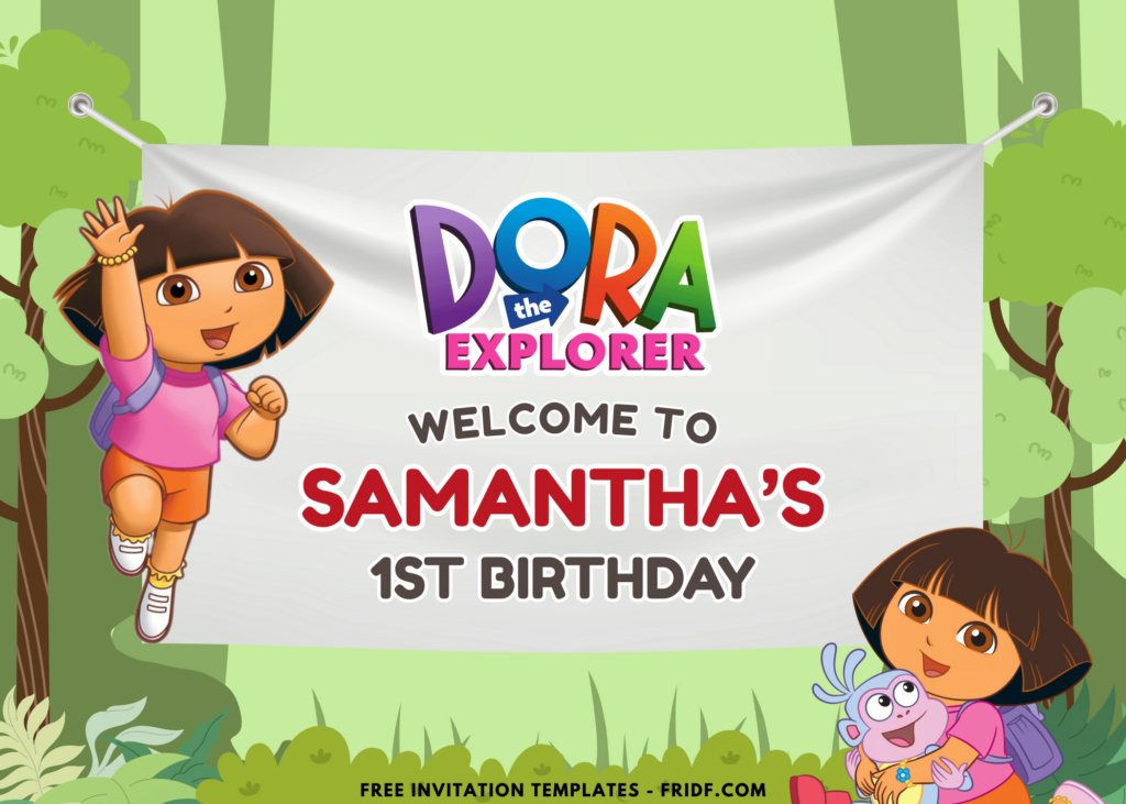 Free Canva Template) Jungle Theme Dora Explorer Birthday Party Kits Throughout Dora Birthday Cards Free Printable Free Canva Template) Jungle Theme Dora Explorer Birthday Party Kits Throughout Dora Birthday Cards Free Printable