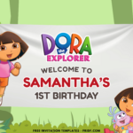 Free Canva Template) Jungle Theme Dora Explorer Birthday Party Kits Throughout Dora Birthday Cards Free Printable