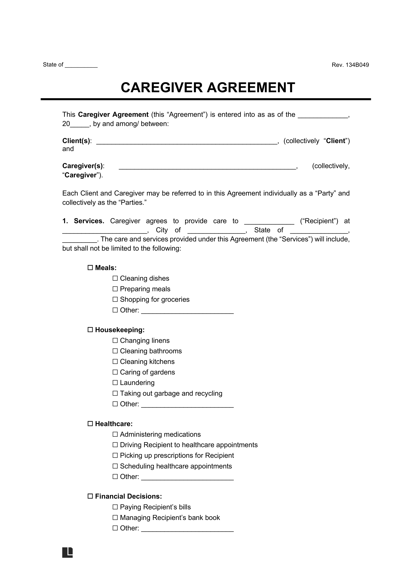 Free Caregiver Contract Template | Pdf &amp;amp; Word throughout Free Printable Caregiver Forms