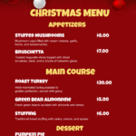 Free Christmas Menu Templates, Editable And Printable With Free Printable Christmas Dinner Menu Template