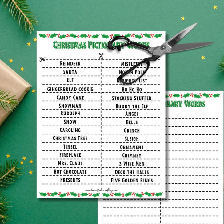 Free Printable Christmas Pictionary Cards
