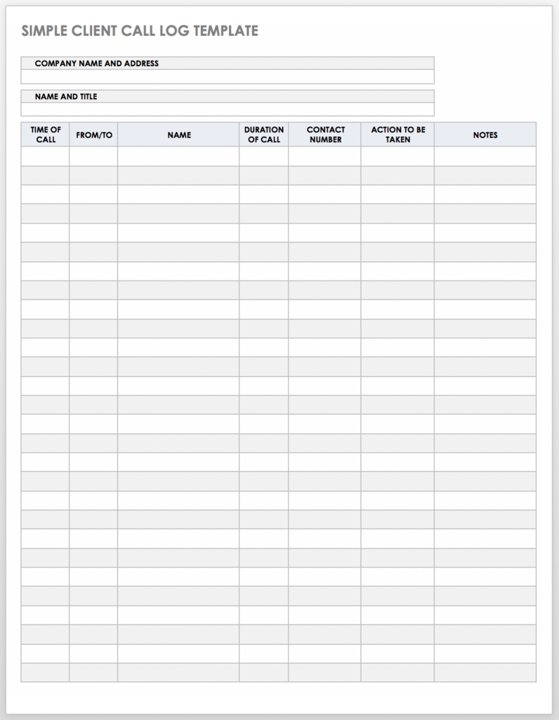 Free Client Call Log Templates | Smartsheet Inside Free Printable Call Log Template Free Client Call Log Templates | Smartsheet Inside Free Printable Call Log Template