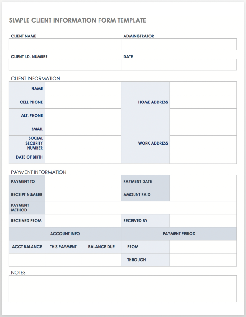 Free Client Information Forms & Templates | Smartsheet Inside Free Printable Customer Information Sheets Free Client Information Forms & Templates | Smartsheet Inside Free Printable Customer Information Sheets