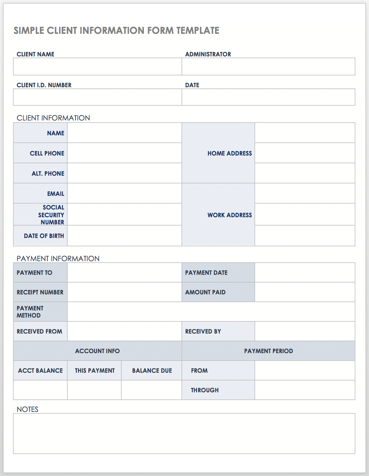 Free Client Information Forms &amp;amp; Templates | Smartsheet inside Free Printable Customer Information Sheets