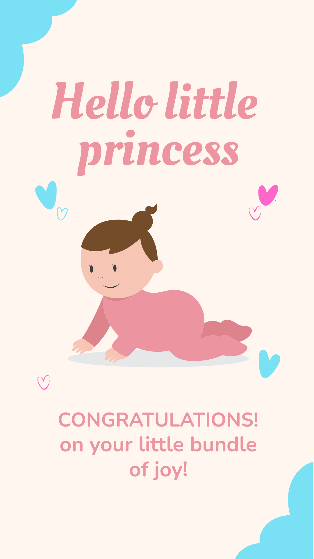 Free Congratulations For Baby Girl Card Template To Edit Online pertaining to Congratulations on Your Baby Girl Free Printable Cards
