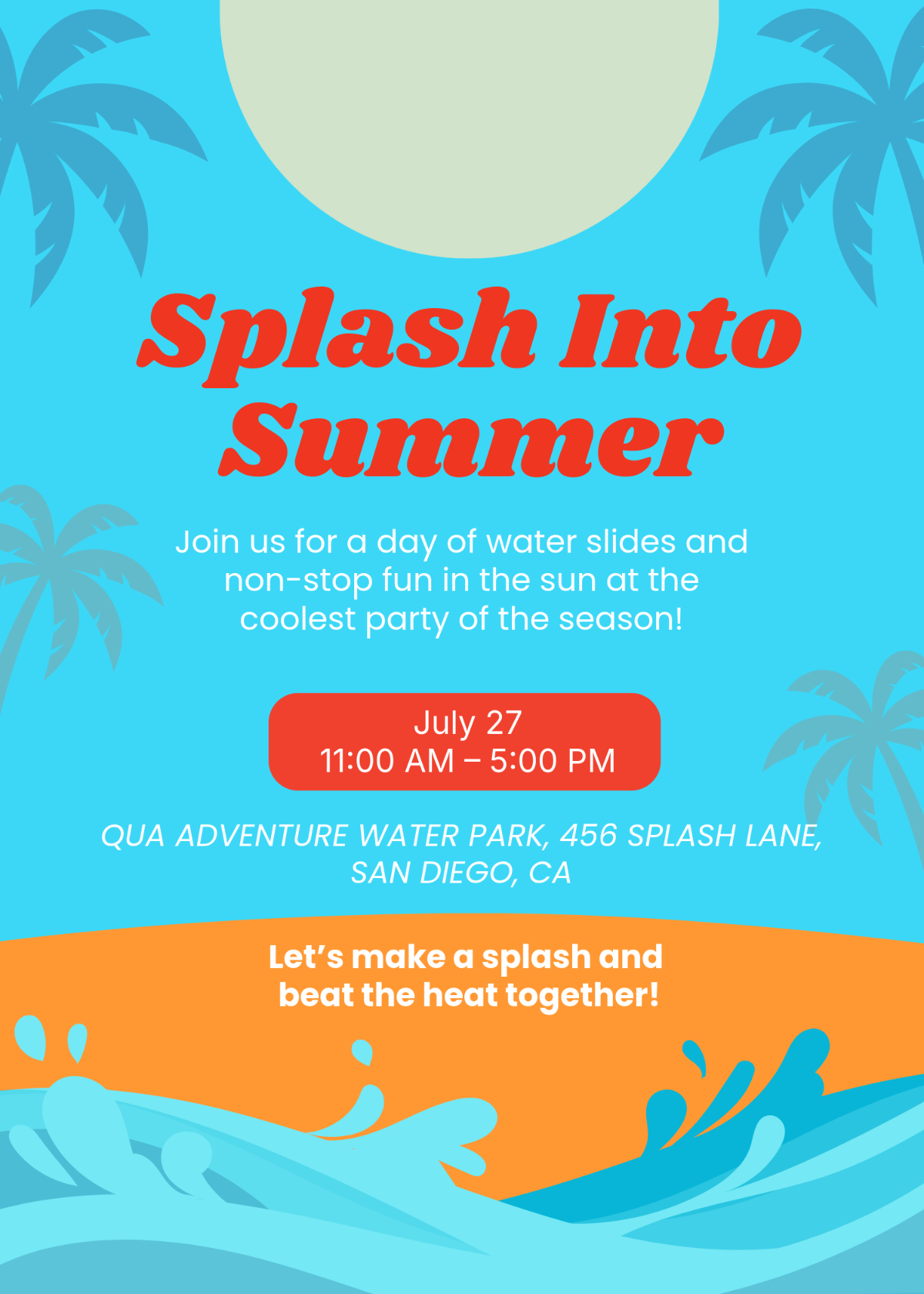 Free Cool Water Park Summer Invitation Template To Edit Online intended for Free Printable Water Park Birthday Invitations