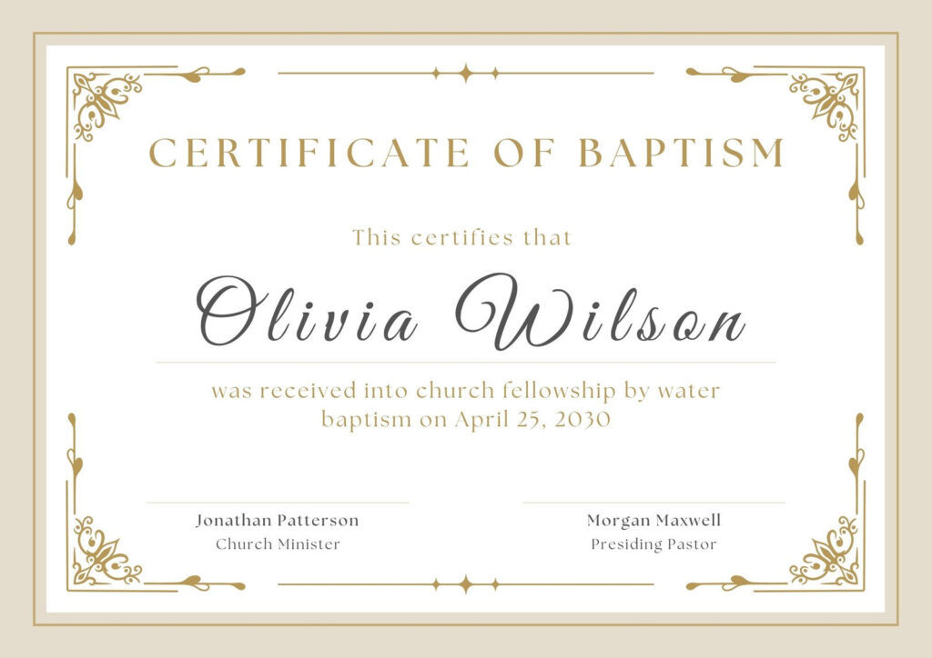 Free Custom Printable Baptismal Certificate Templates | Canva Pertaining To Free Online Printable Baptism Certificates Free Custom Printable Baptismal Certificate Templates | Canva Pertaining To Free Online Printable Baptism Certificates