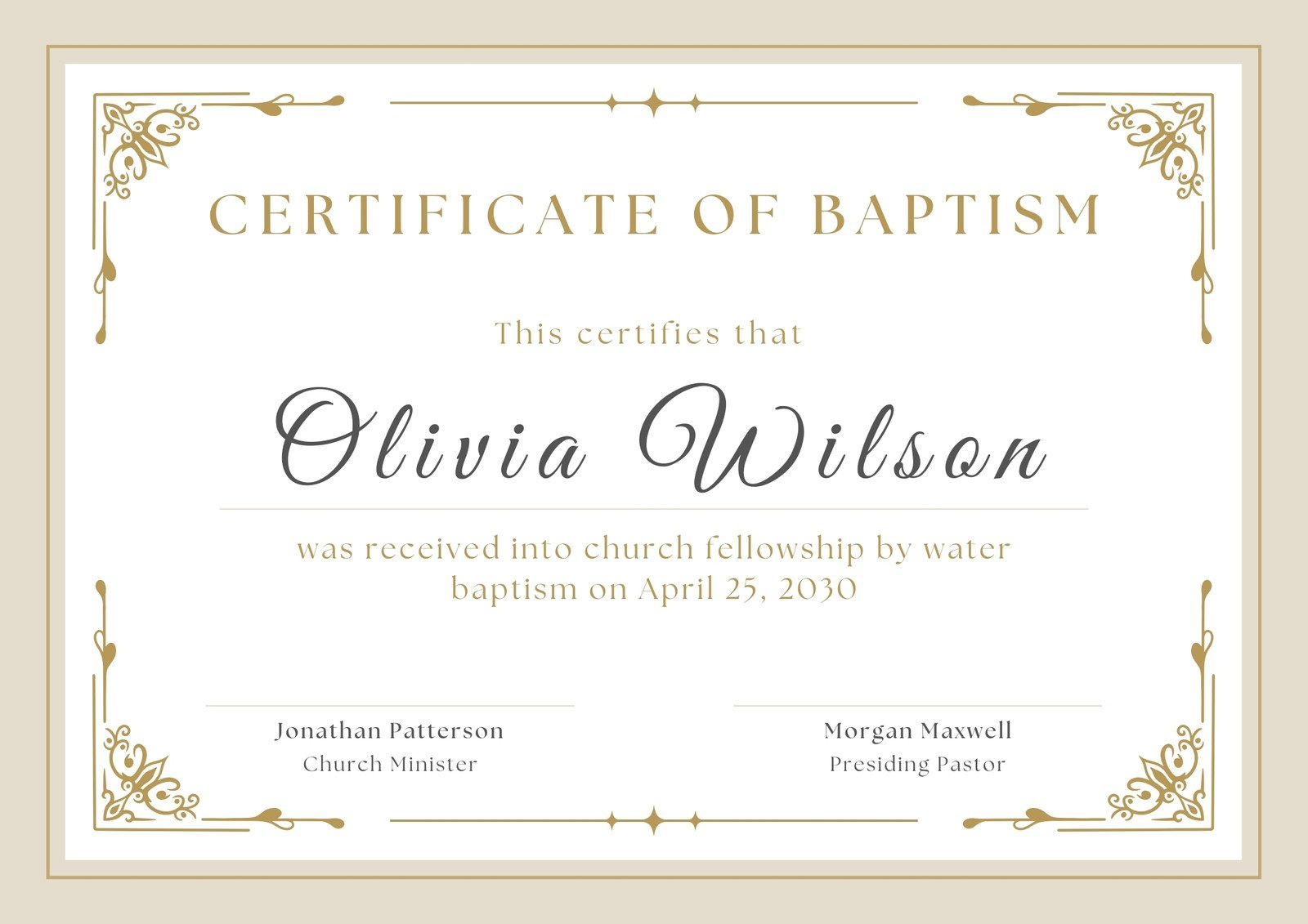 Free Custom Printable Baptismal Certificate Templates | Canva pertaining to Free Online Printable Baptism Certificates