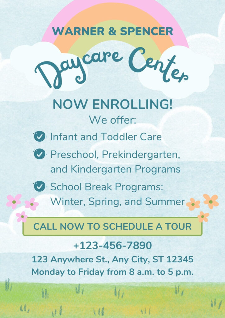 Free Custom Printable Daycare Flyer Templates | Canva In Free Printable Home Daycare Flyers Free Custom Printable Daycare Flyer Templates | Canva In Free Printable Home Daycare Flyers