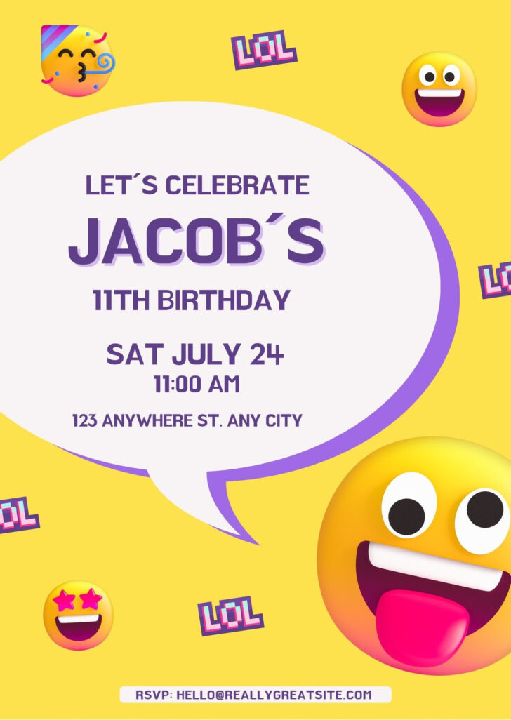 Emoji Invitations Printable Free