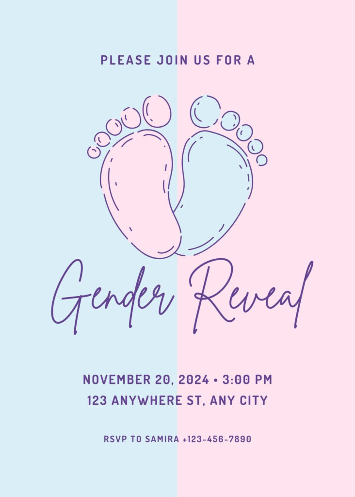 Free Custom Printable Gender Reveal Invitation Templates | Canva For Free Printable Gender Reveal Templates Free Custom Printable Gender Reveal Invitation Templates | Canva For Free Printable Gender Reveal Templates