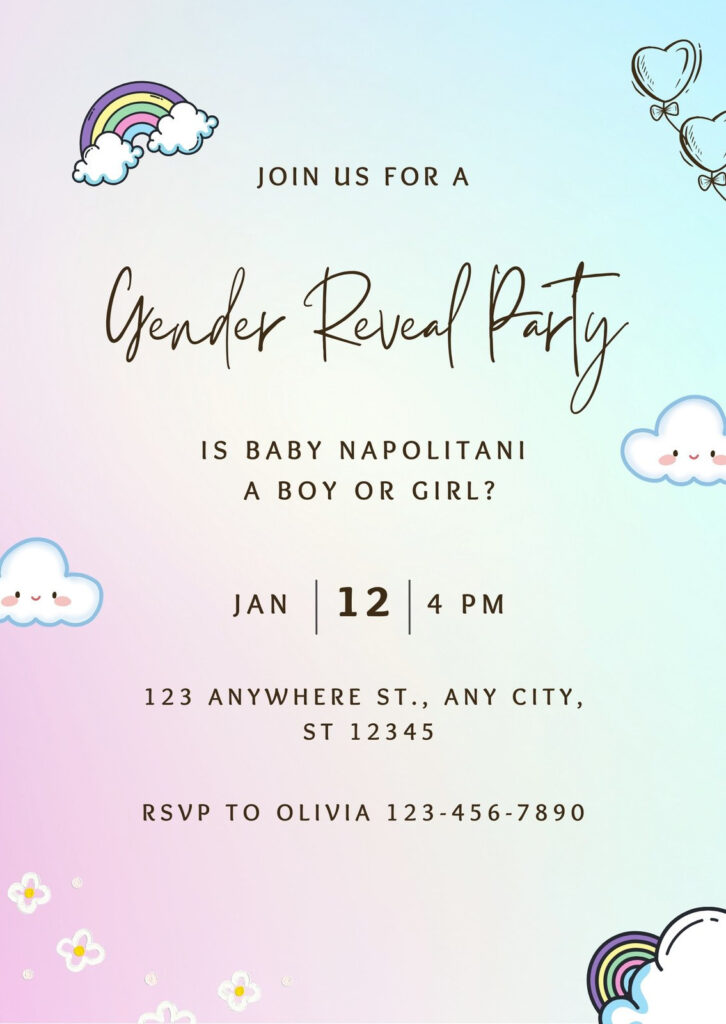 Free Custom Printable Gender Reveal Invitation Templates | Canva Regarding Free Printable Gender Reveal Templates Free Custom Printable Gender Reveal Invitation Templates | Canva Regarding Free Printable Gender Reveal Templates