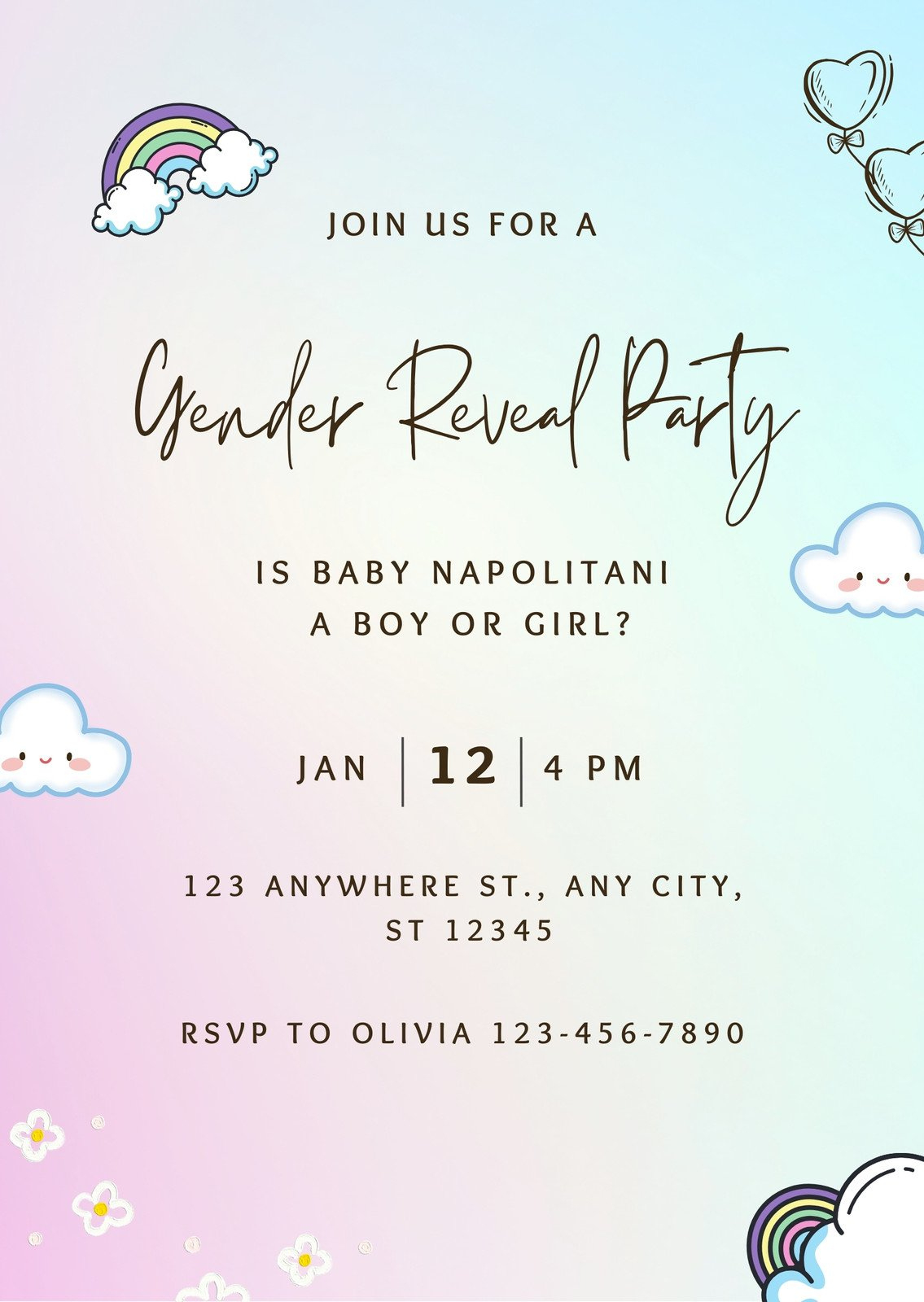 Free Custom Printable Gender Reveal Invitation Templates | Canva regarding Free Printable Gender Reveal Templates