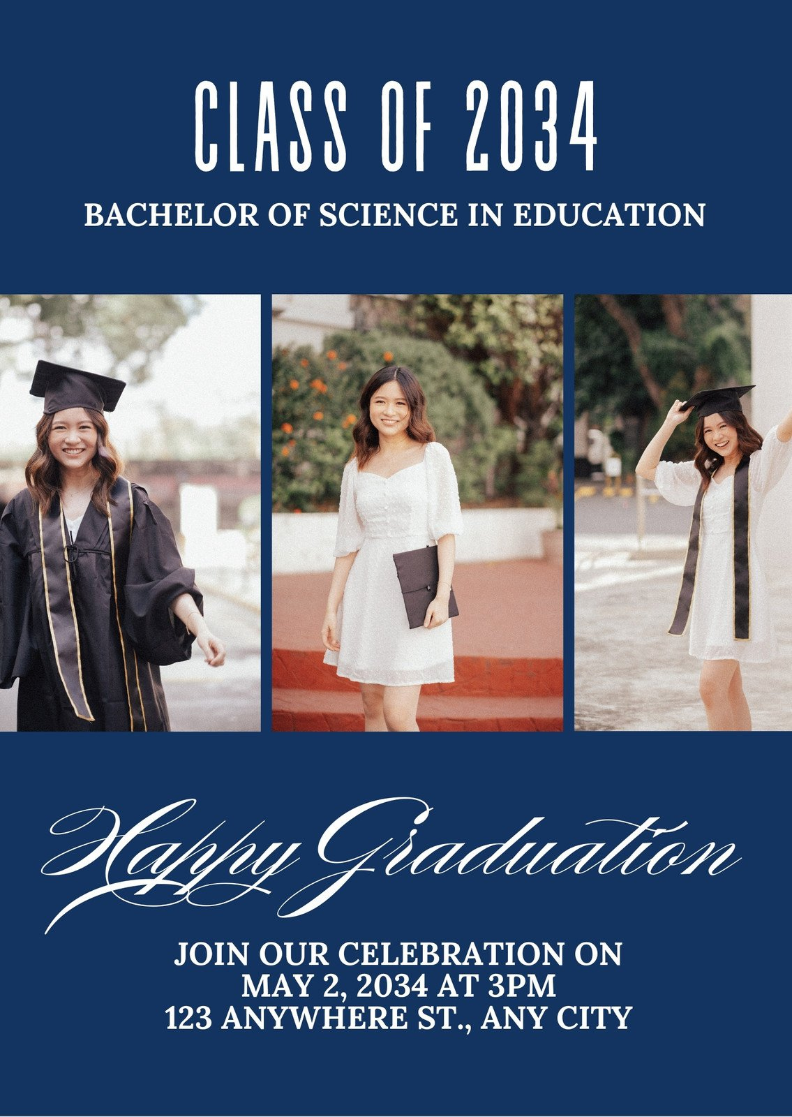 Free, Custom Printable Graduation Announcement Templates | Canva pertaining to Free Printable Graduation Announcements