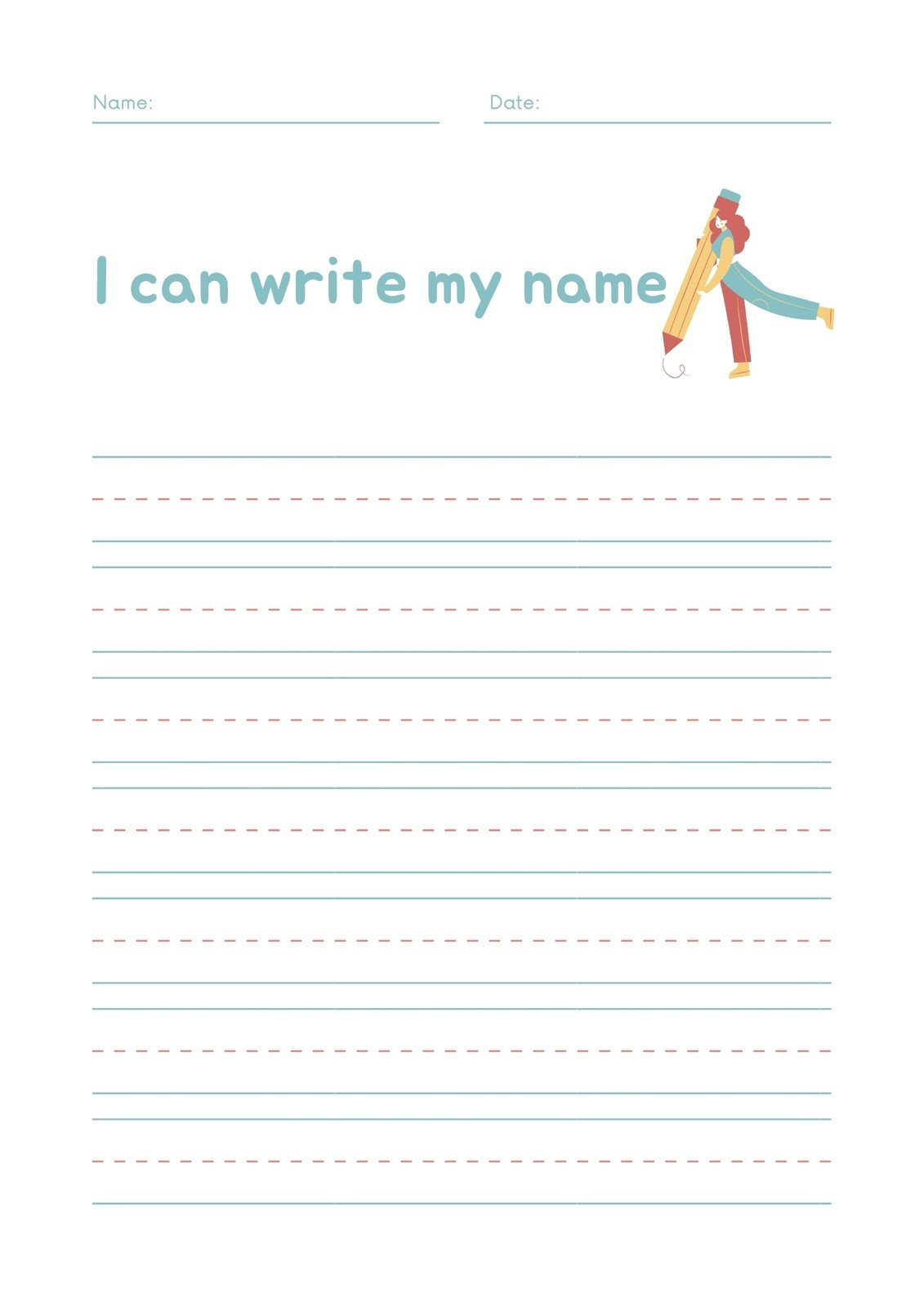 Free Custom Printable Handwriting Worksheet Templates | Canva for Blank Handwriting Worksheets Printable Free