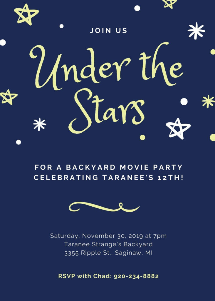 Free Custom Printable Movie Night Invitation Templates | Canva Inside Movie Night Birthday Invitations Free Printable