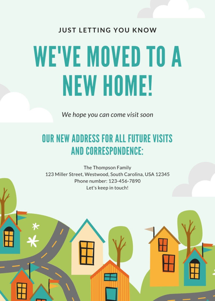 Free, Custom Printable Moving Announcement Templates | Canva In We Are Moving Cards Free Printable Free, Custom Printable Moving Announcement Templates | Canva In We Are Moving Cards Free Printable