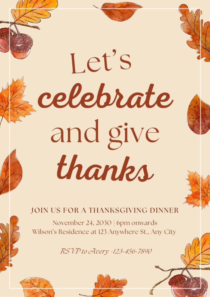 Free Custom Printable Thanksgiving Invitation Templates | Canva Intended For Free Printable Thanksgiving Invitations Free Custom Printable Thanksgiving Invitation Templates | Canva Intended For Free Printable Thanksgiving Invitations