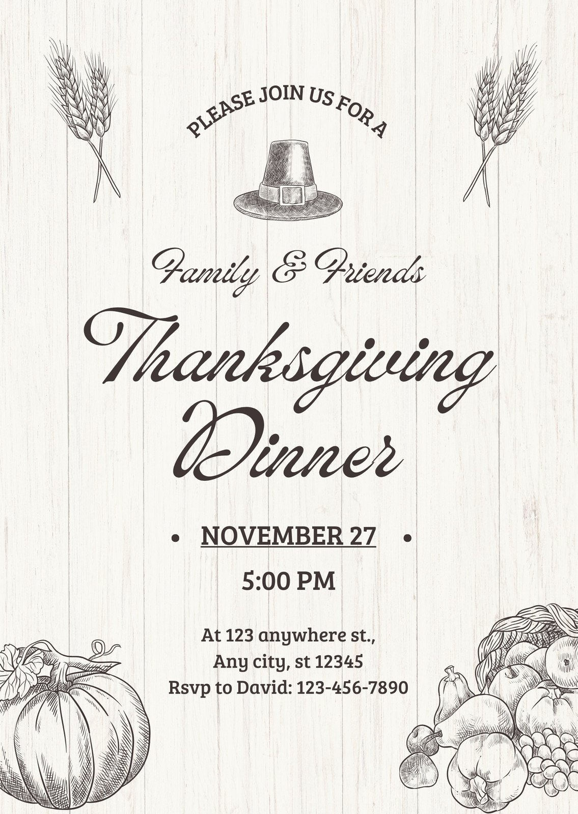 Free Custom Printable Thanksgiving Invitation Templates | Canva intended for Free Printable Thanksgiving Invitations
