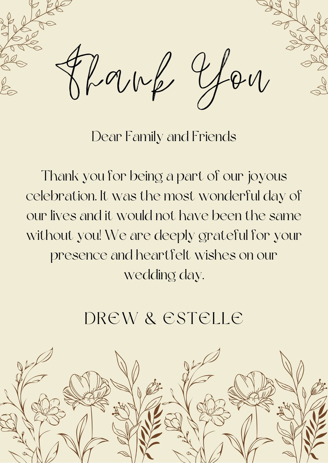 Free Custom Printable Wedding Thank You Card Templates | Canva with Free Printable Custom Thank You Cards