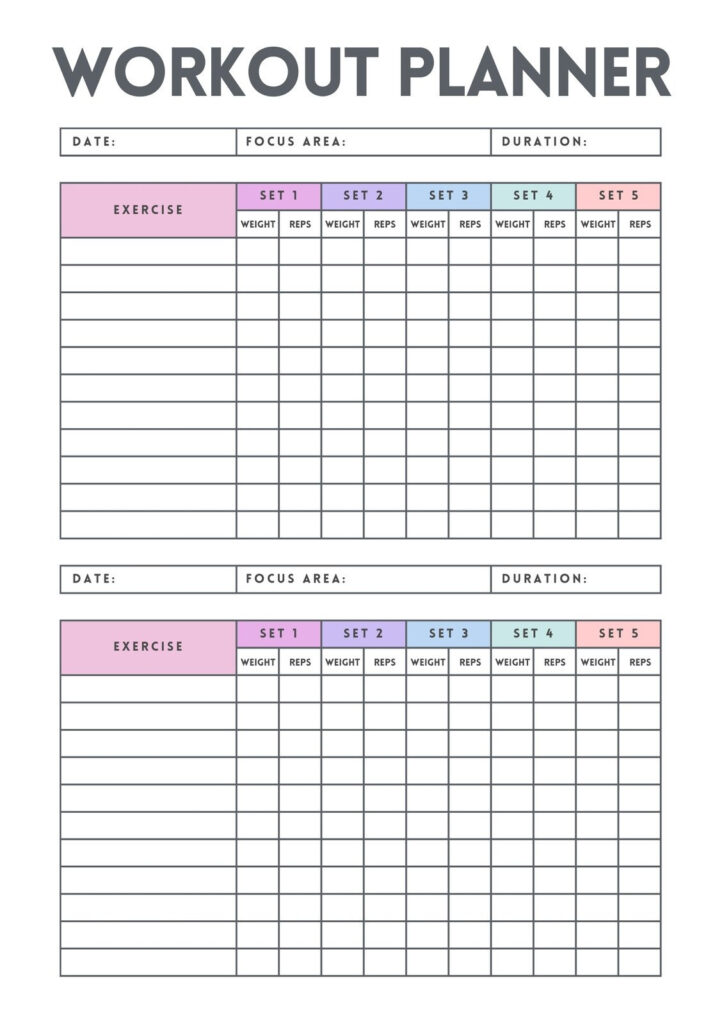 Free, Custom Printable Workout Planner Templates Online | Canva Inside Free Printable Workout Routines