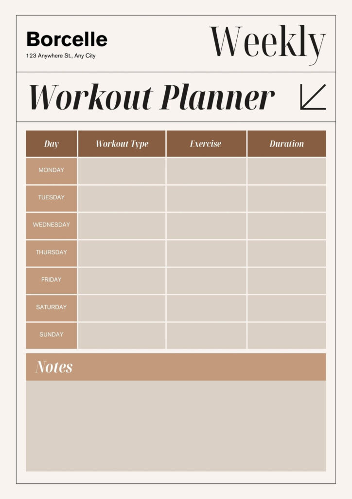 Free, Custom Printable Workout Planner Templates Online | Canva Intended For Free Printable Workout Routines
