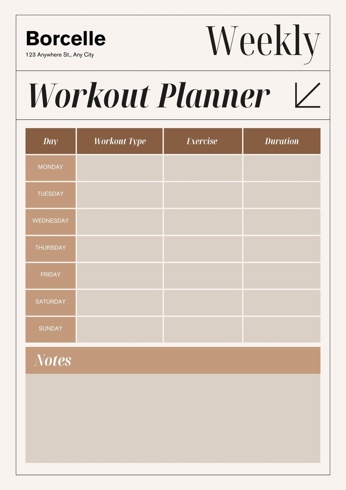 Free, Custom Printable Workout Planner Templates Online | Canva intended for Free Printable Workout Routines