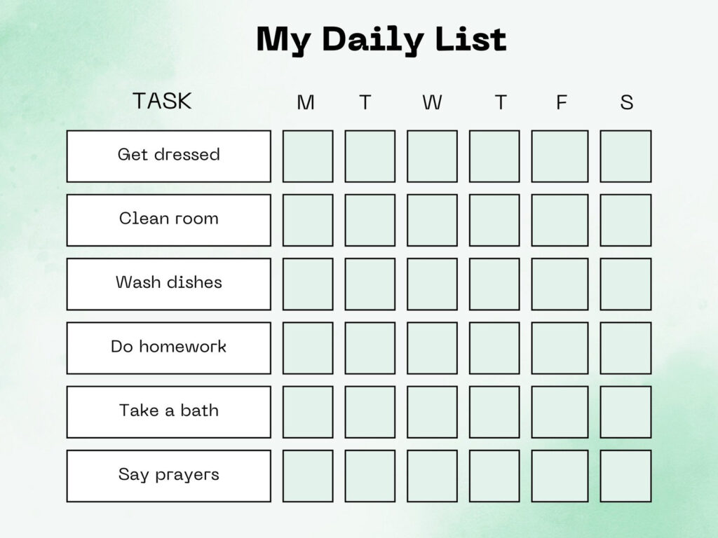Free Customizable Chore Chart Templates To Print | Canva Regarding Free Printable Charts And Lists Free Customizable Chore Chart Templates To Print | Canva Regarding Free Printable Charts And Lists