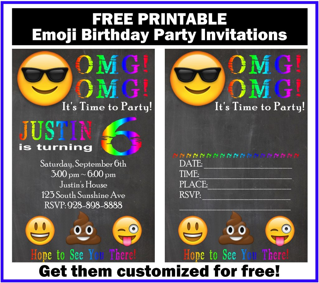 Free Customized Emoji Invitations And Birthday Printables throughout Free Printable Emoji B Day Invites