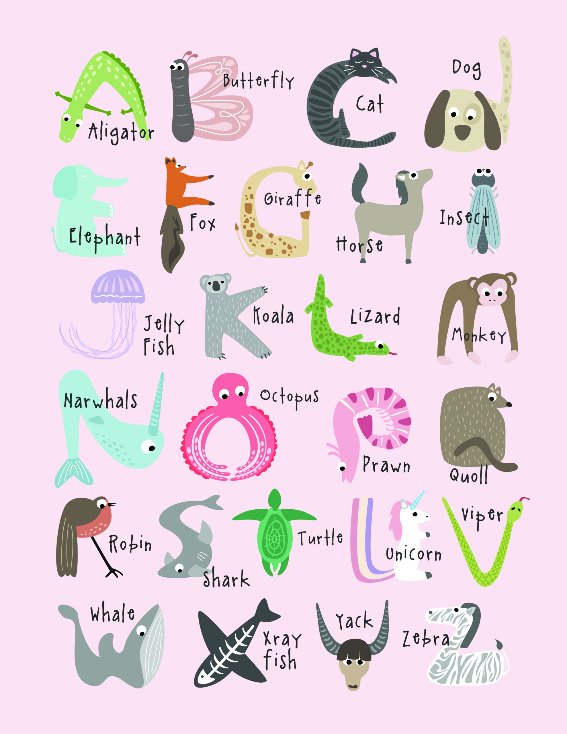 Free, Cute And Educational Animal Alphabet Printables - Tulamama inside Free Printable Animal Alphabet Letters