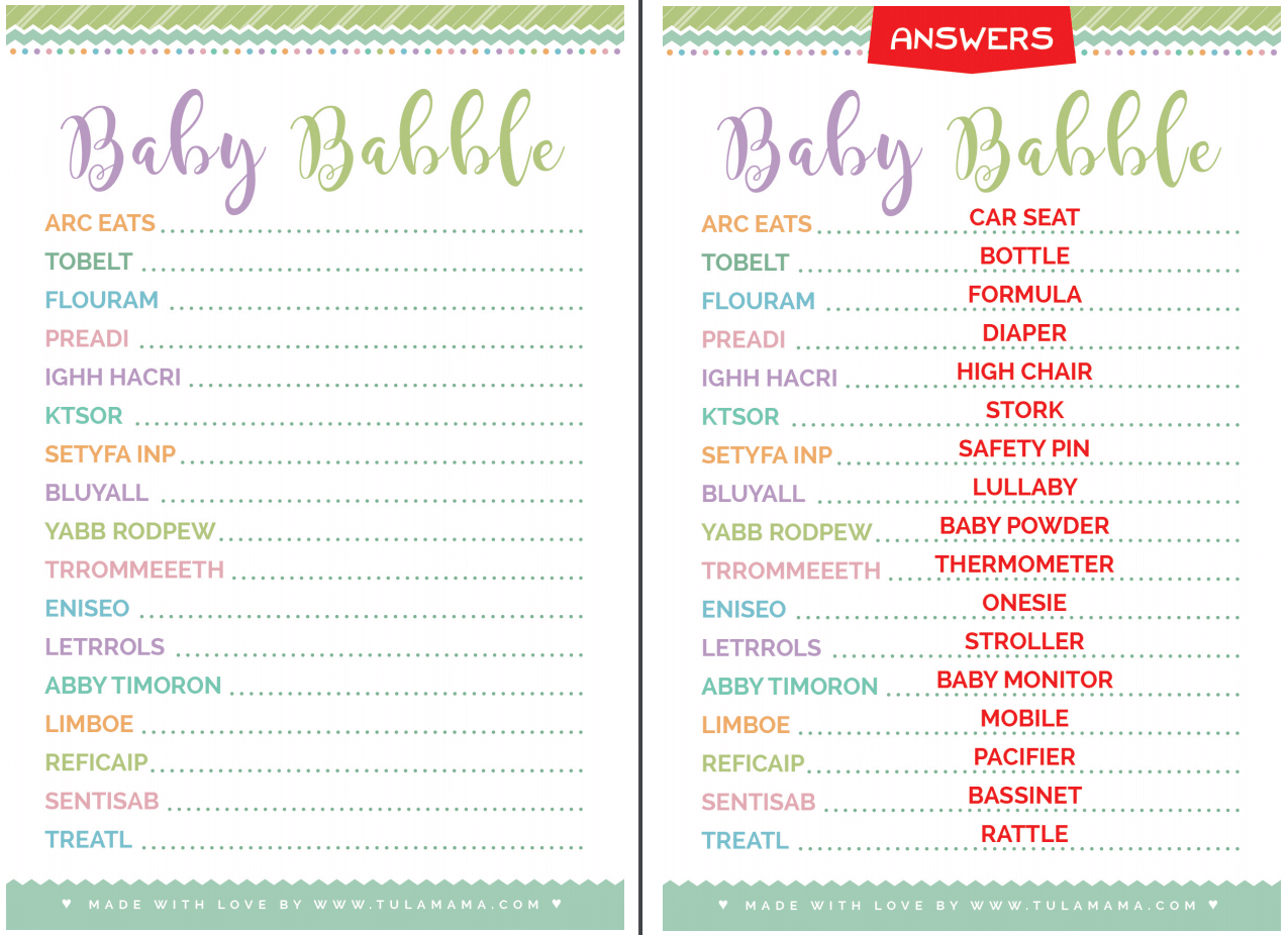 Free &amp;amp; Cute Baby Shower Word Scramble - Tulamama throughout Free Printable Baby Shower Games Word Scramble
