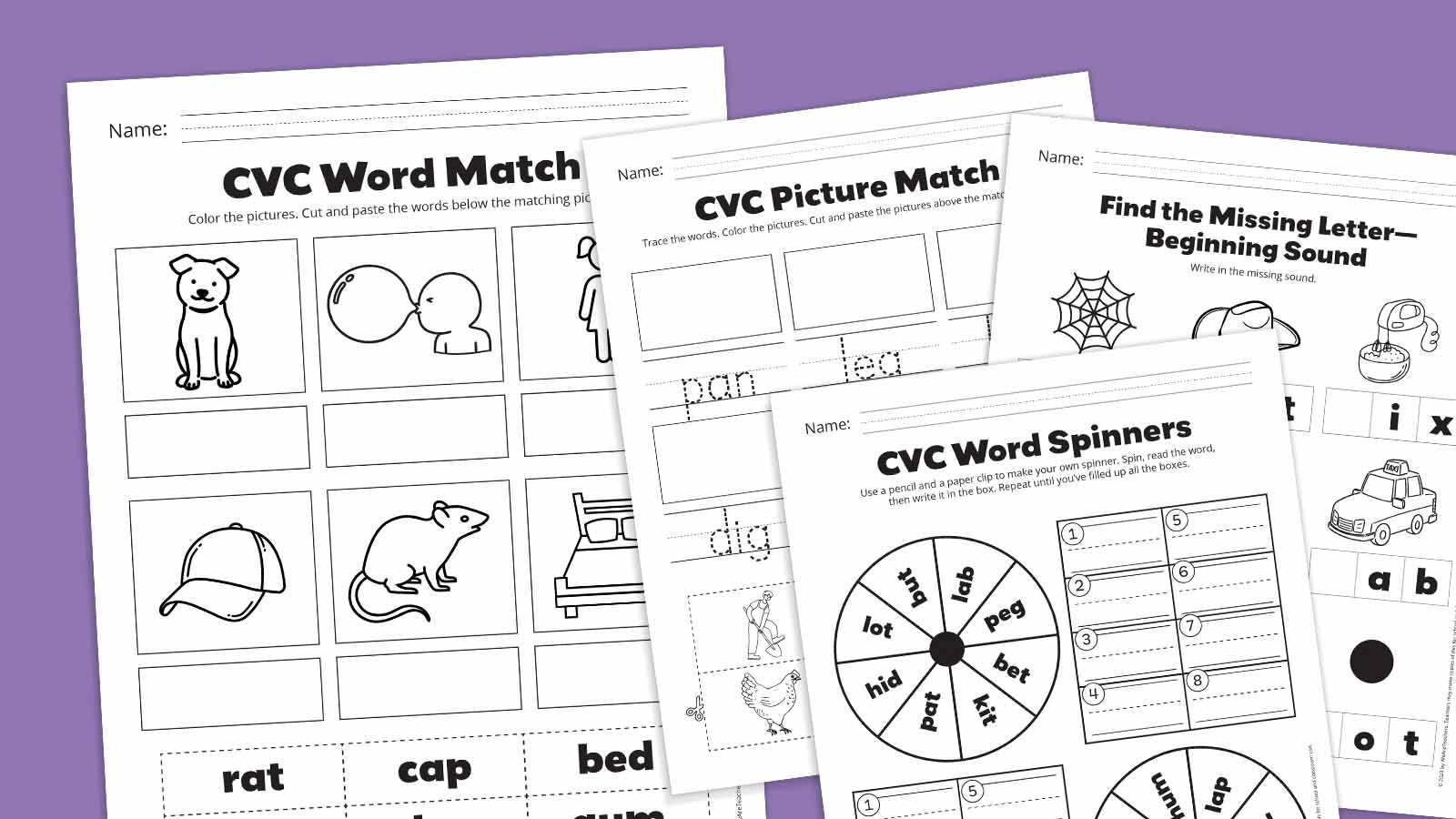 Free Cvc Words Worksheets Bundle For Emerging Readers intended for Free Printable Cvc Worksheets
