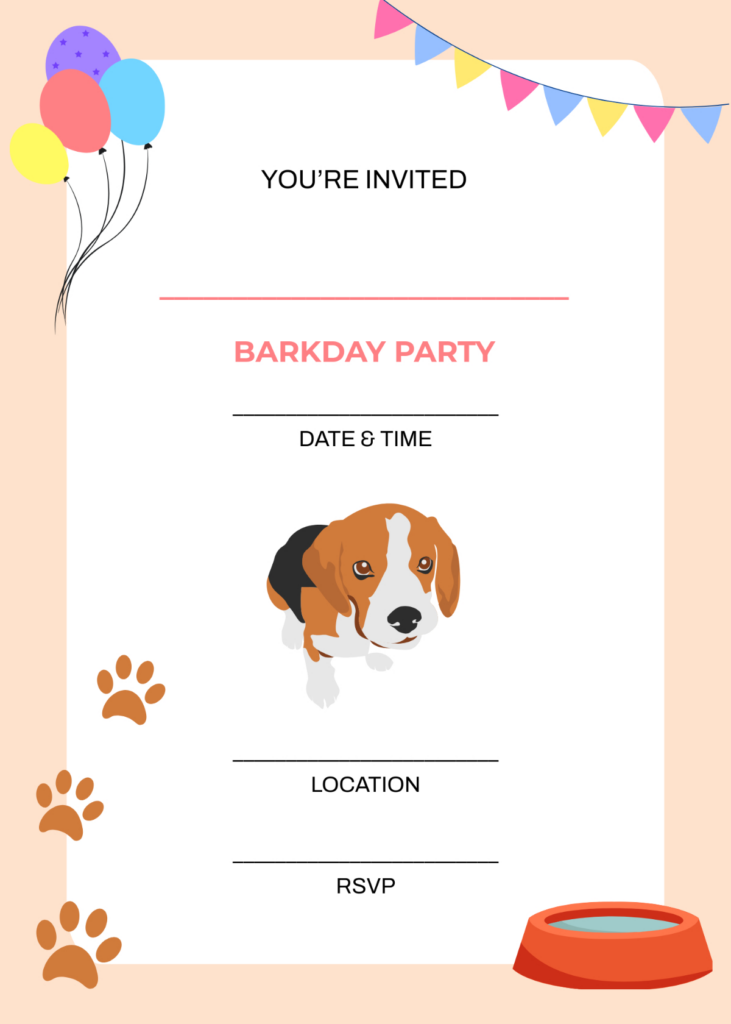 Free Dog Pawty Birthday Invitation Template To Edit Online Regarding Dog Birthday Invitations Free Printable Free Dog Pawty Birthday Invitation Template To Edit Online Regarding Dog Birthday Invitations Free Printable