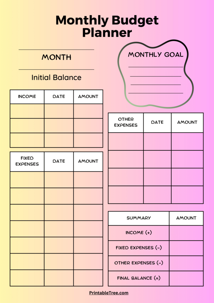 Free Printable Budget Template Monthly
